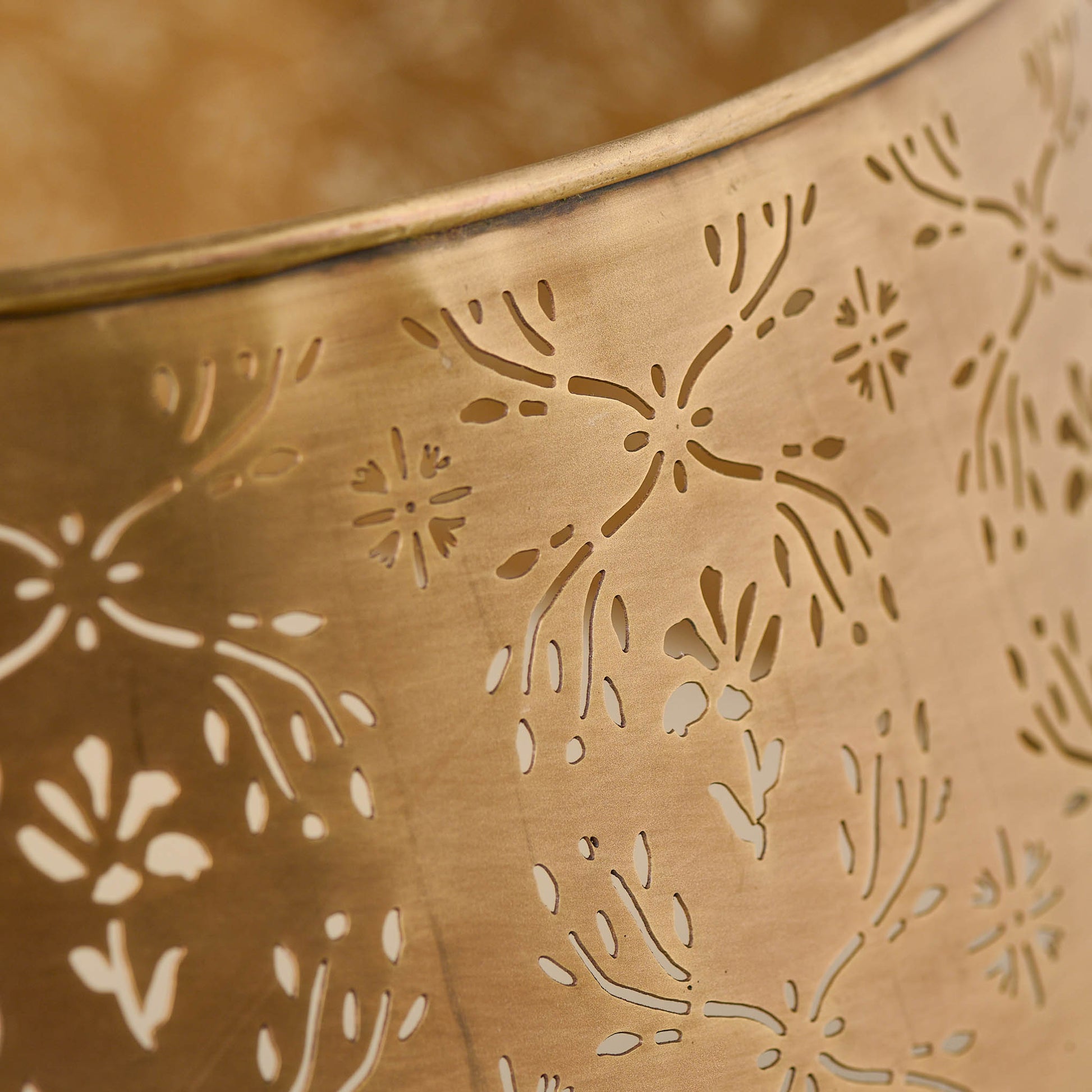 Antique Brass Finish Tree Collar close up