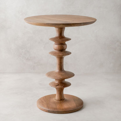 Enzo Turned Wood Side Table in color honey Mango