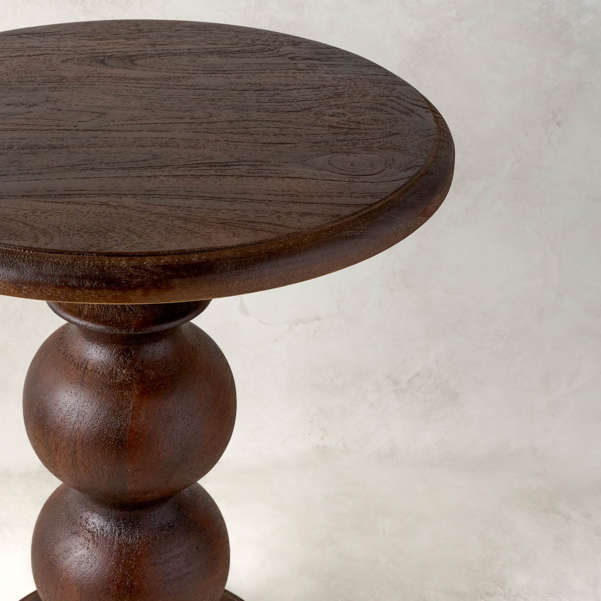 Cordelia Side Table in heritage wood close up 
