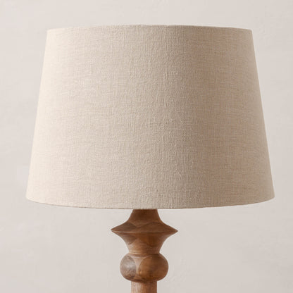 Enzo Turned Wood Floor Lamp close up of lamp shade