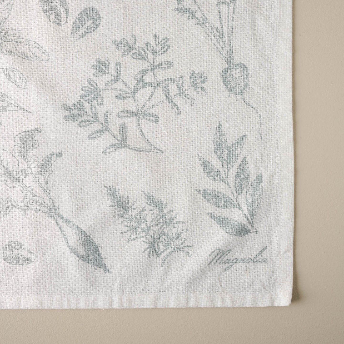 Magnolia Veggie Print Tea Towel close up