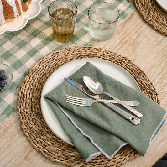 Green Tea Napkin Set of Four on a set table