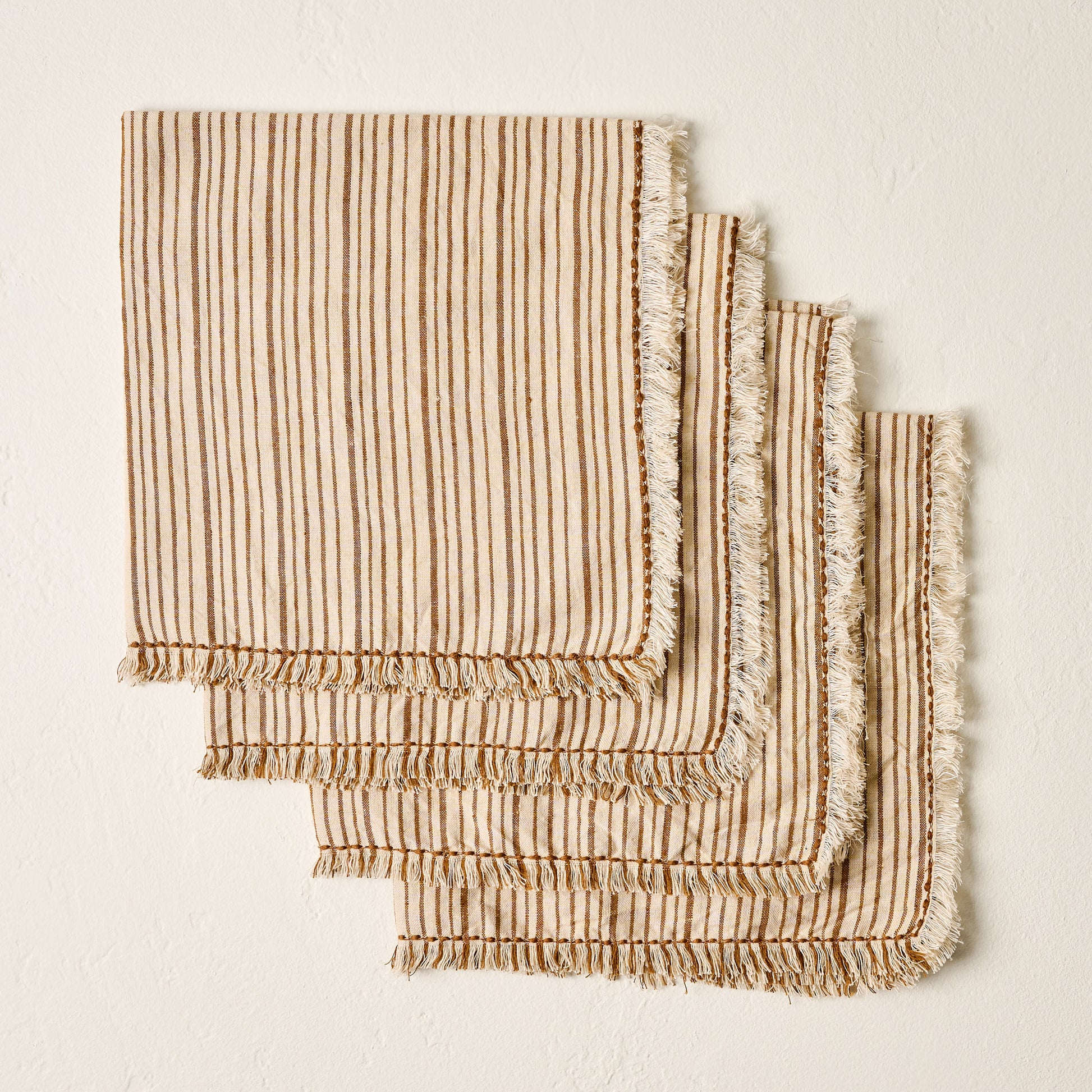 Camel Striped Napkin Set of Four