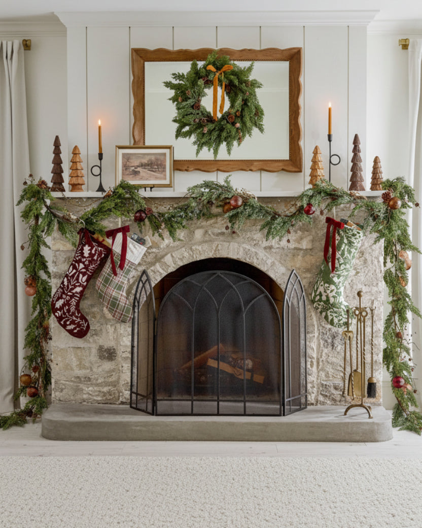 4 Real Touch Maeve Pine Garland on a mantel