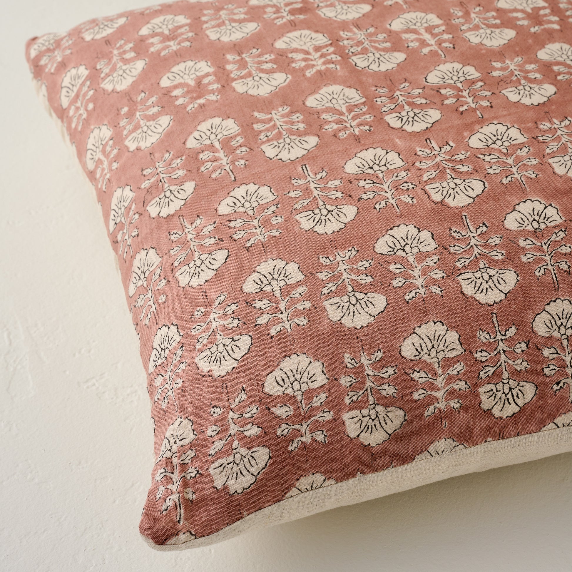 Flora Desert Clay Printed Pillow close up
