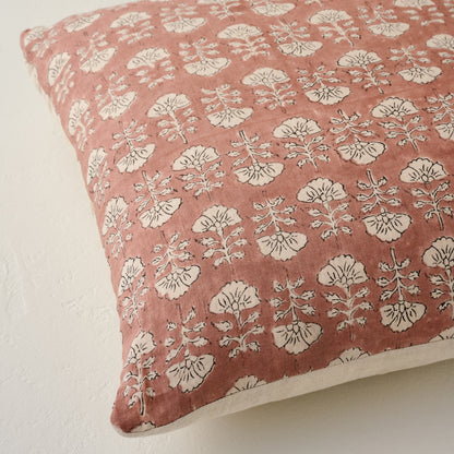 Flora Desert Clay Printed Pillow close up