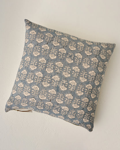 Flora Silver Blue Printed Pillow