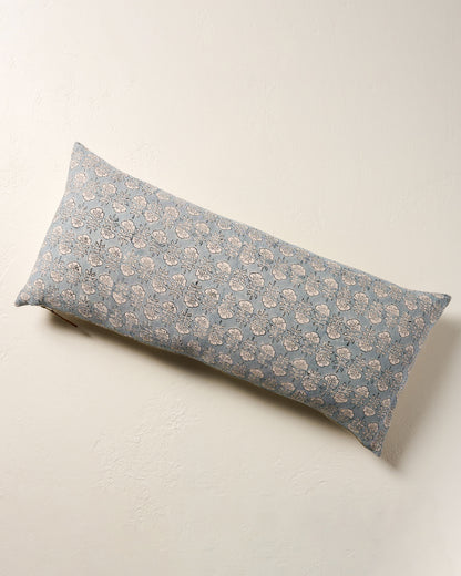 Flora Silver Blue Large Lumbar Pillow