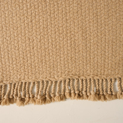 Ochre Basketweave Throw shown up close