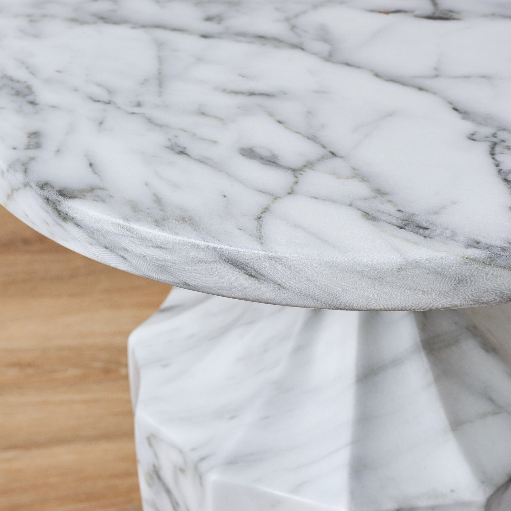Fluted End Table top up close