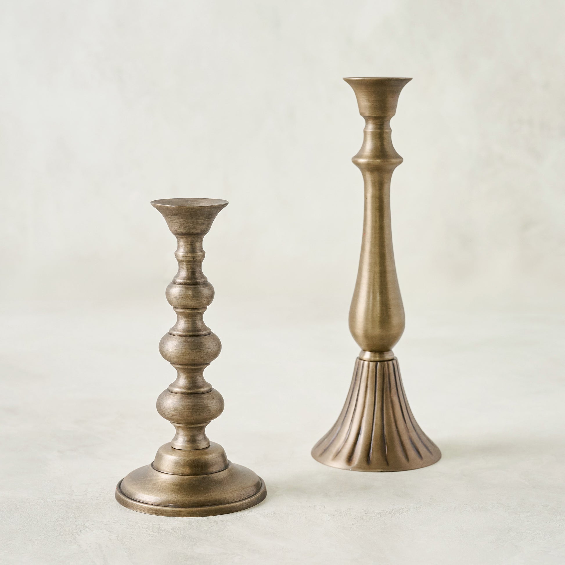 Faris Antiqued Brass Candleholders