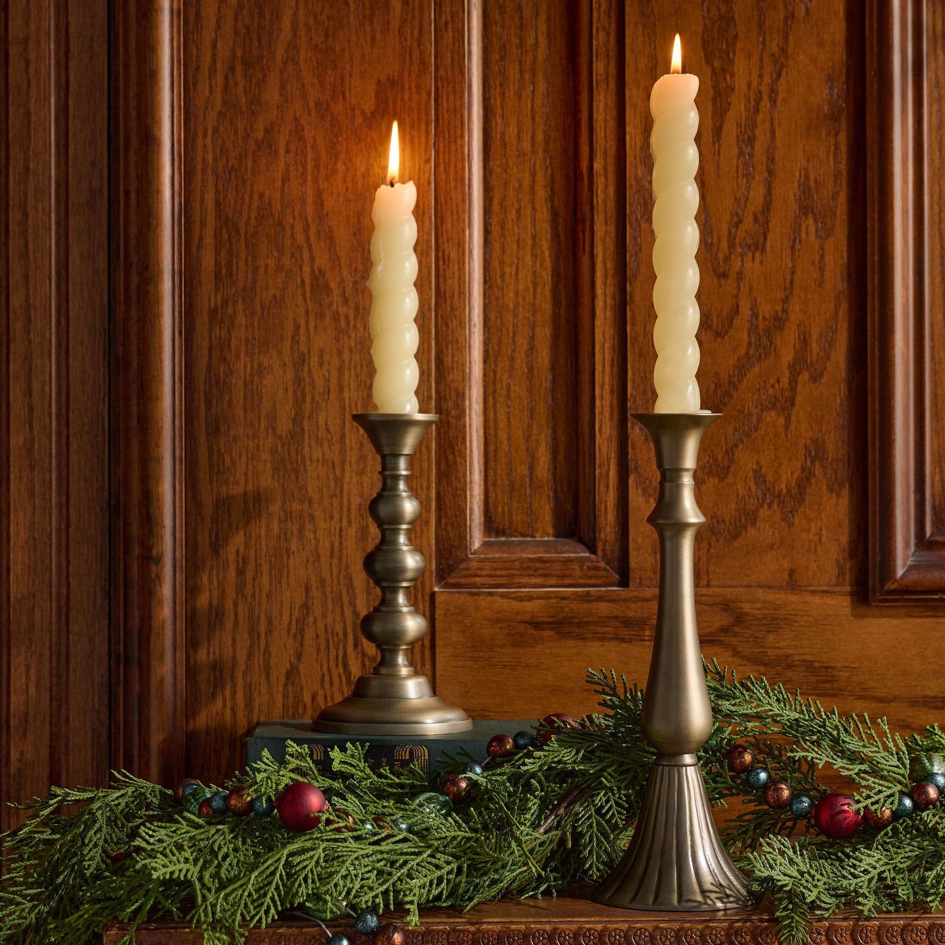 Faris Antiqued Brass Candleholders