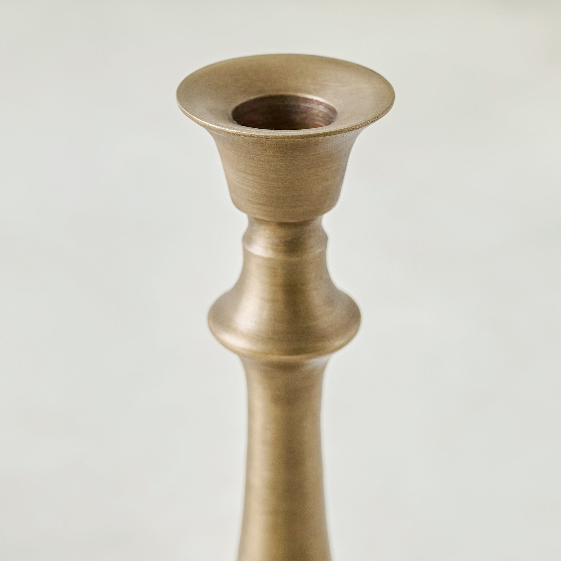 Faris Antiqued Brass Candleholder shown close up