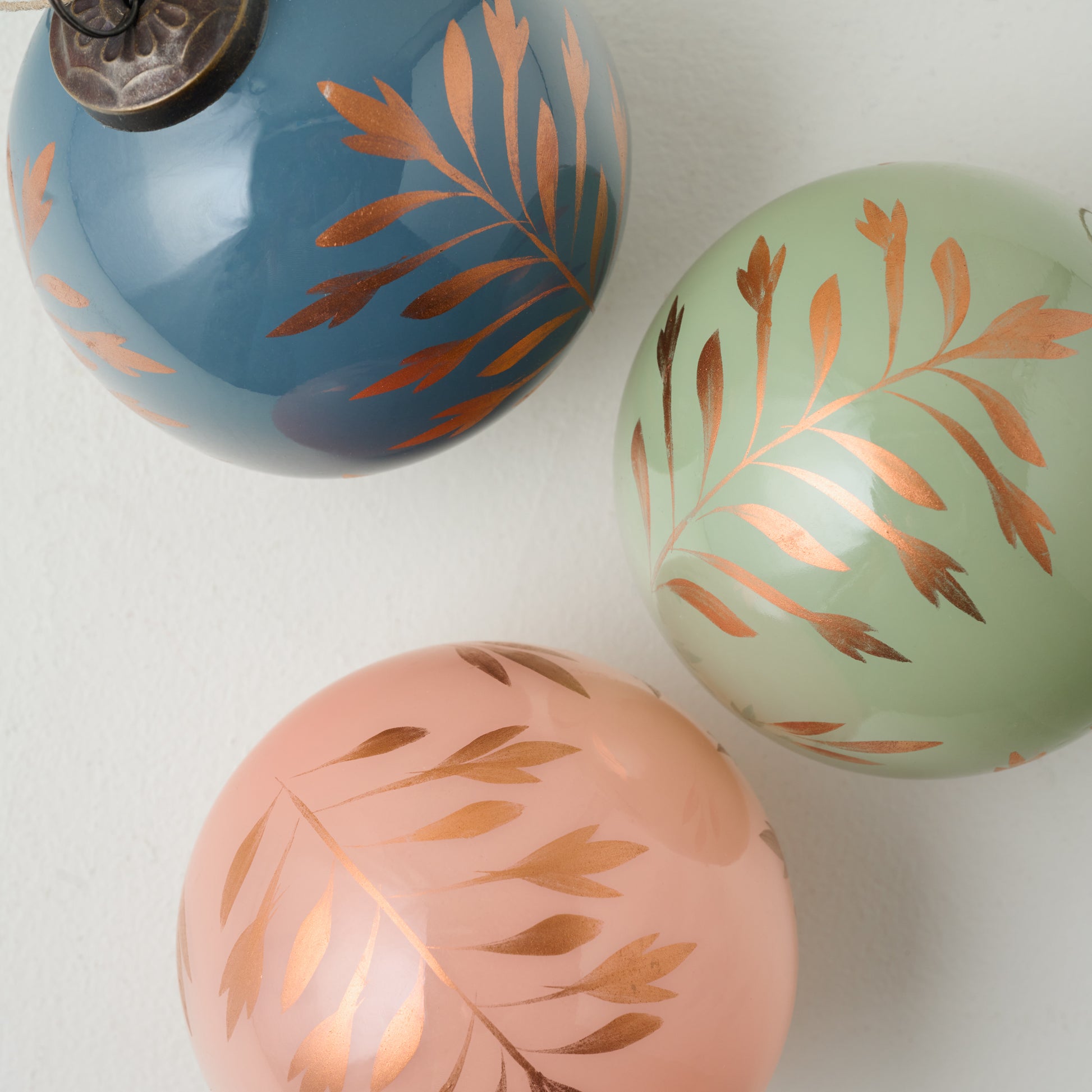 Hand-Painted Glass Ornament, Set of 6 up close