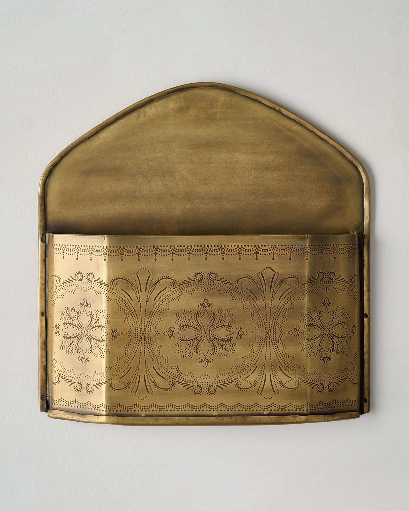 Etched Brass Wall Card Holder