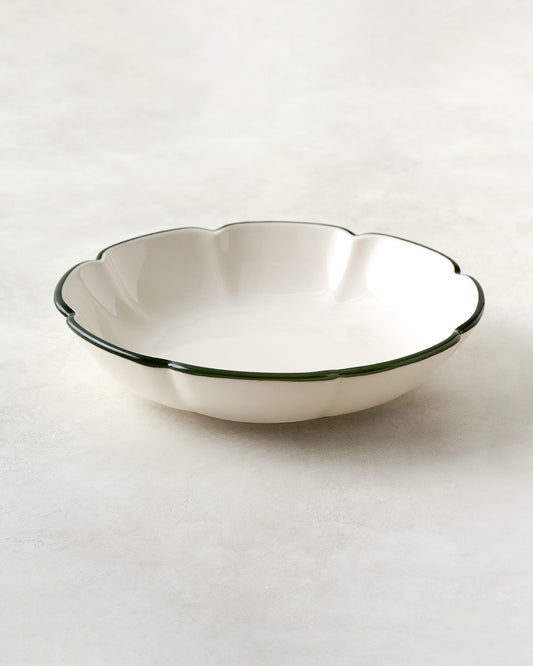 Green Luna Scalloped Pasta Bowl