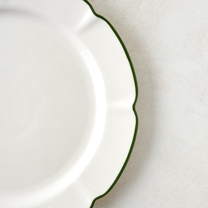 Green Luna Scalloped Plate up close