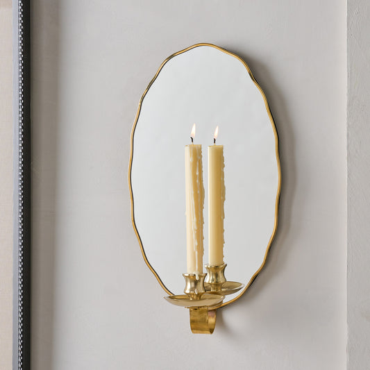 Clara Scalloped Mirrored Wall Sconce shown with mirror