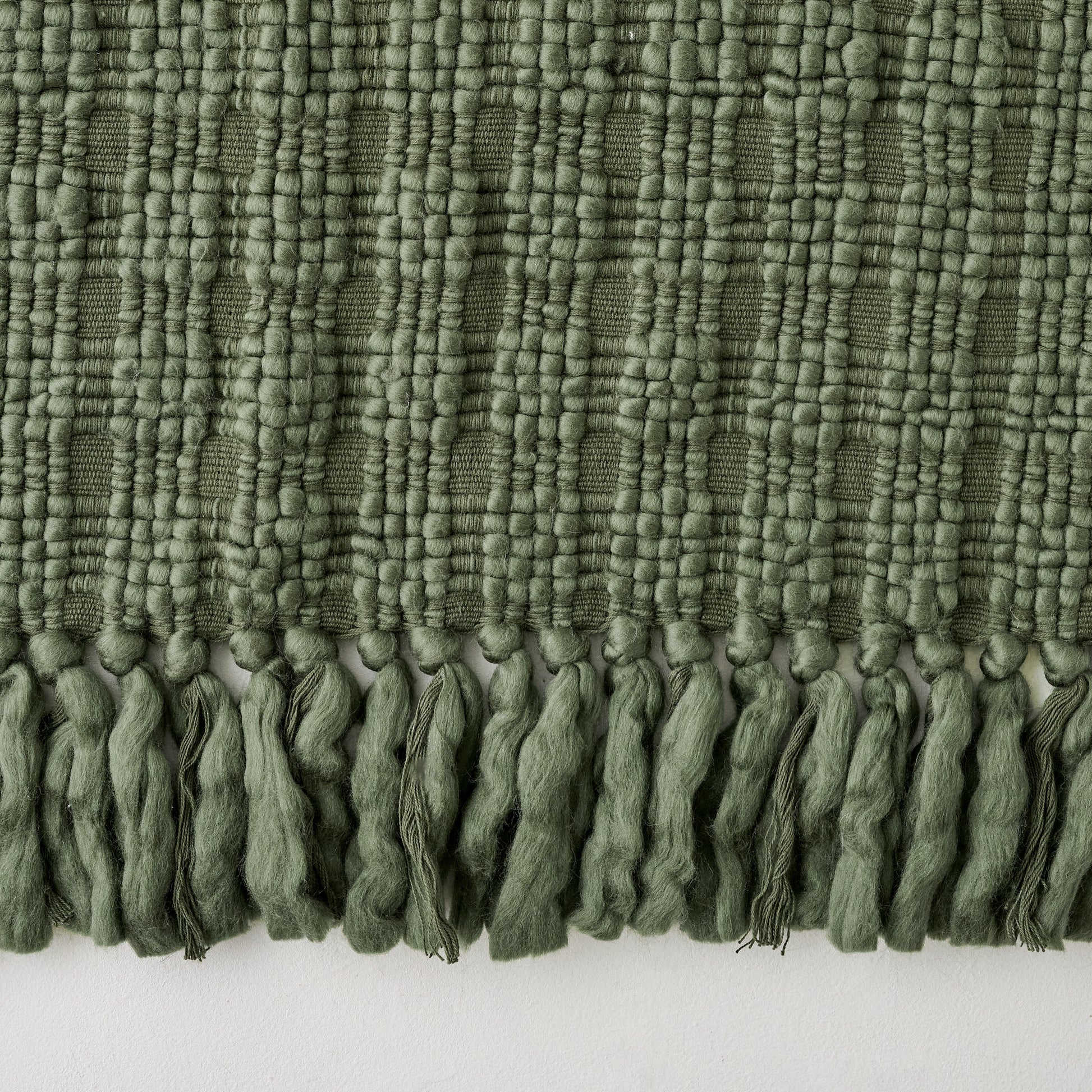 Haven Knit Throw in Forest Green up close