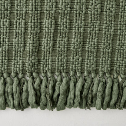 Haven Knit Throw in Forest Green up close