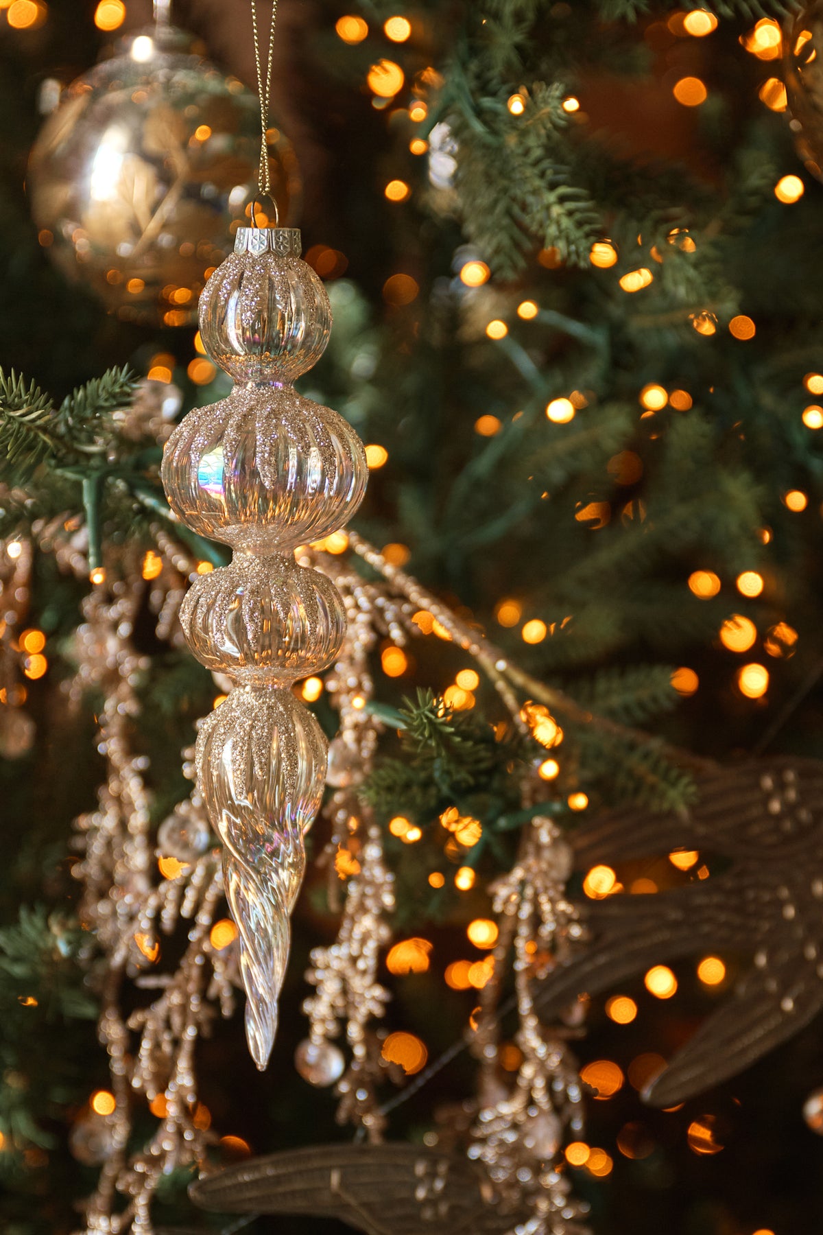 Winter Splendor Finial Ornament, Set of 4 on a tree