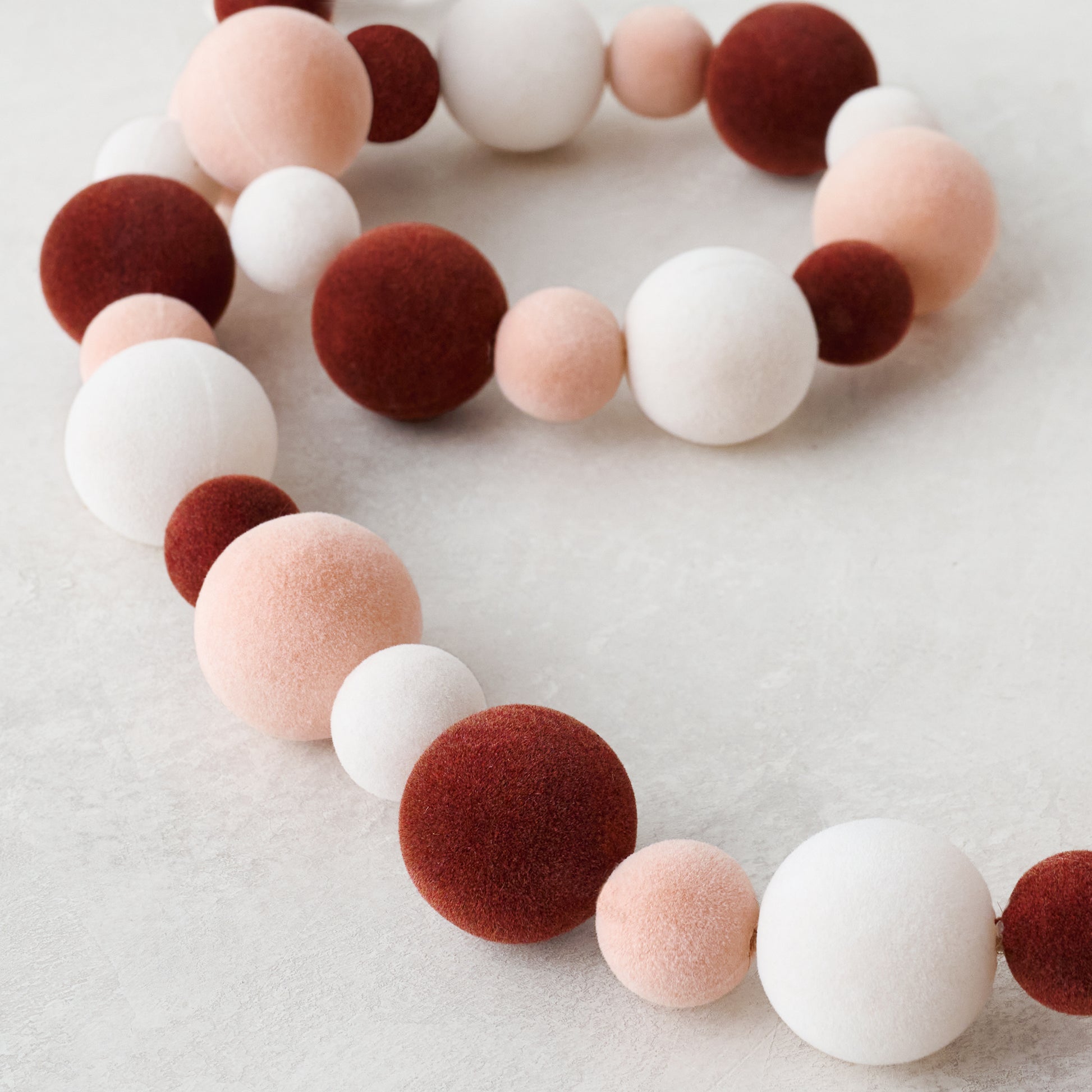 Warm Colorful Flocked Garland up close