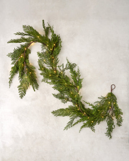 Real Touch Cedar Mix Pre-Lit Garland - 72"