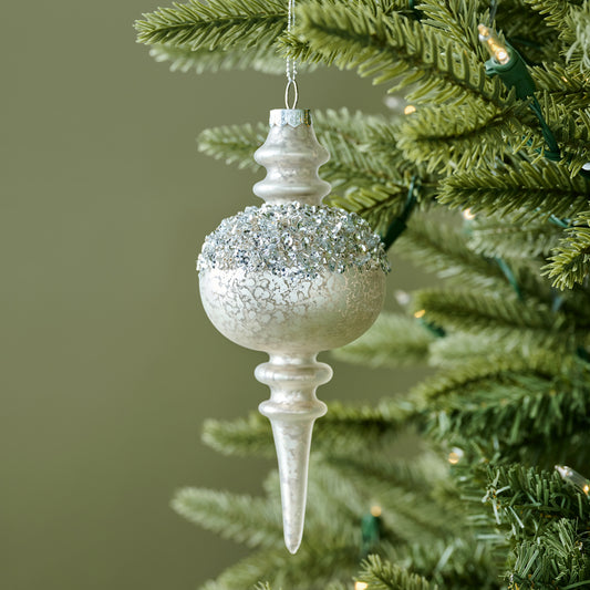 Winter Splendor Finial Ornament shown on tree