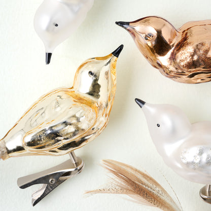 Glass Bird Ornament Clips, Set of 6 up close