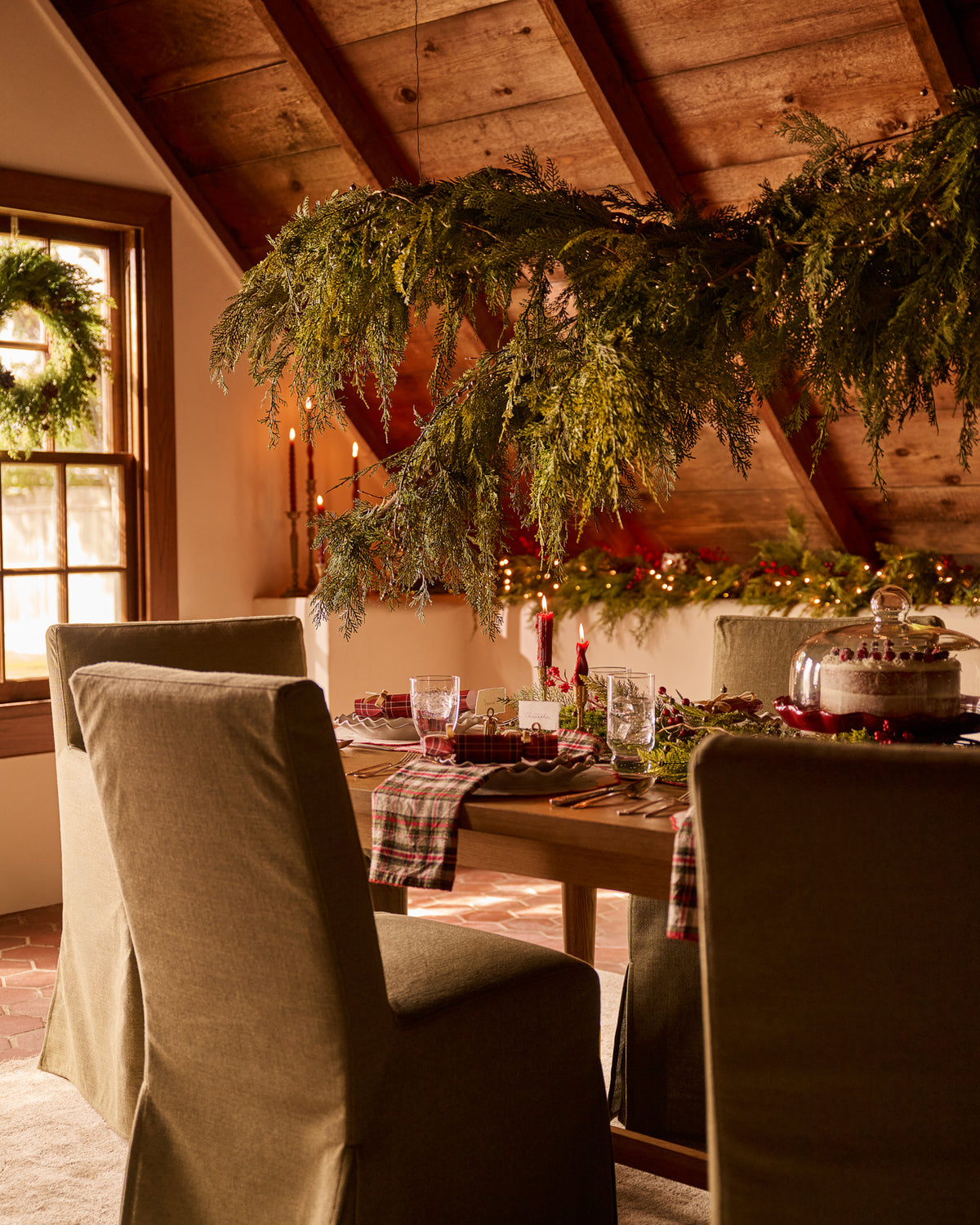 Micro Jingle Bell Garland woven into greenery