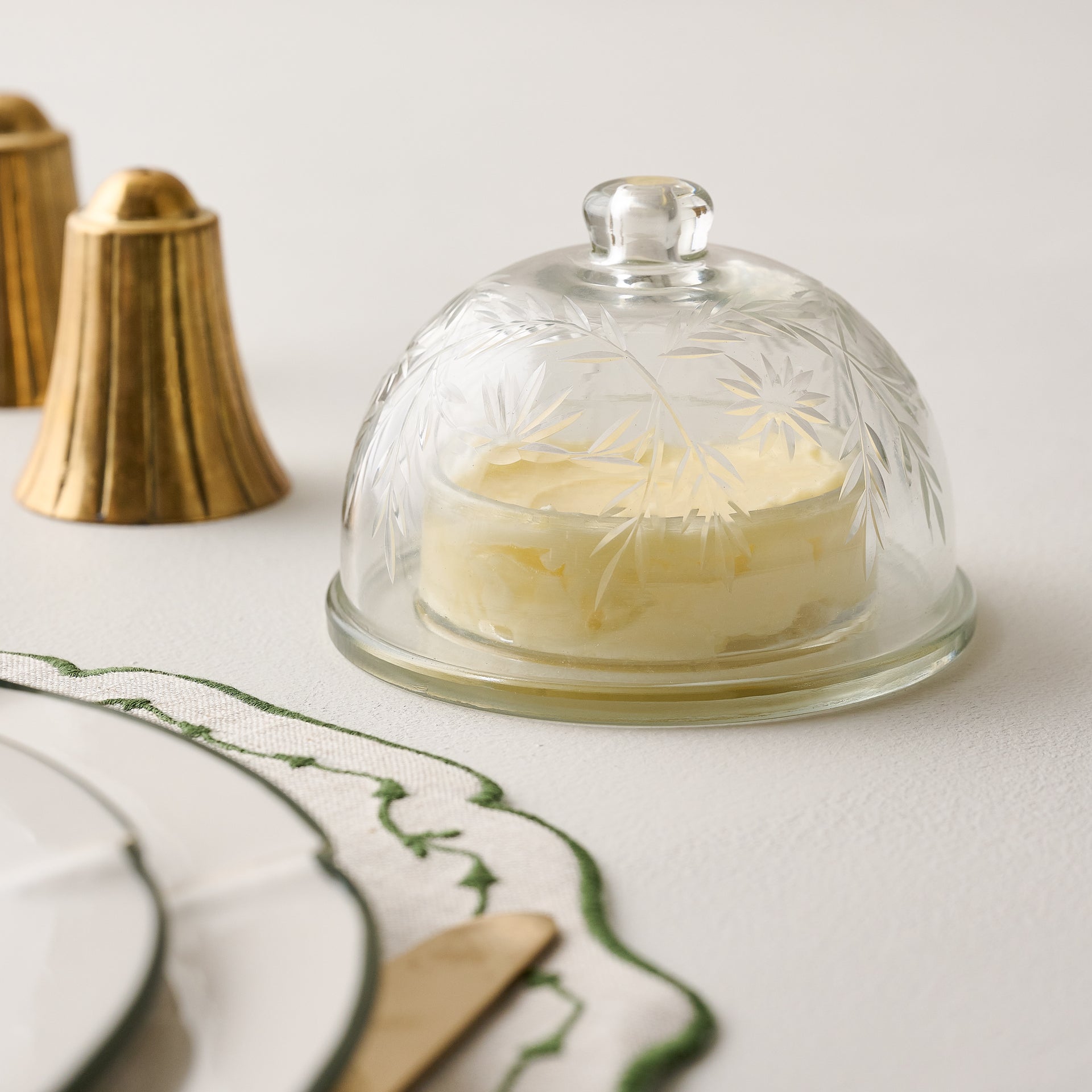 Vivian Cut Glass Butter Dish