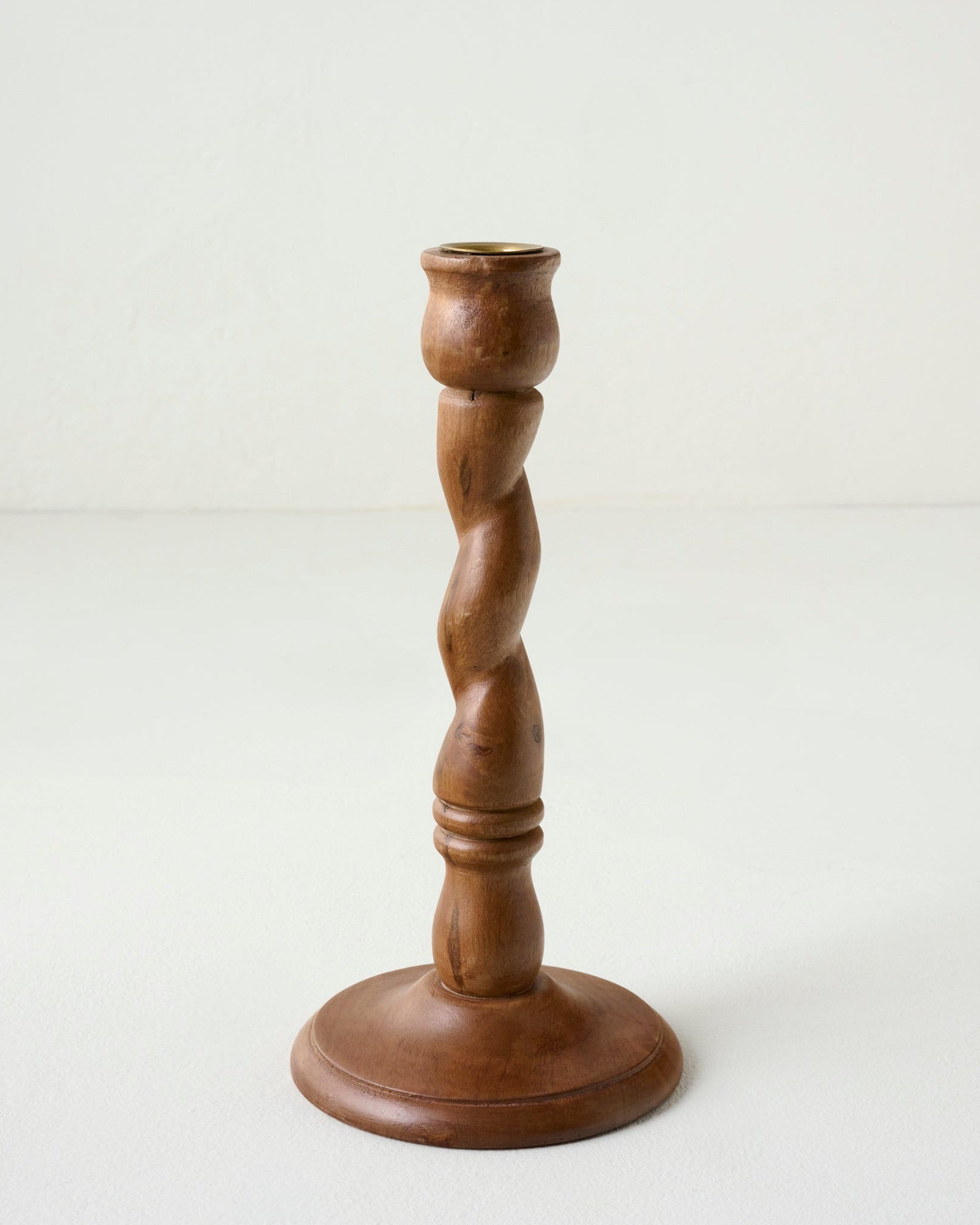 Wooden Barley Twist Taper Holder - Short