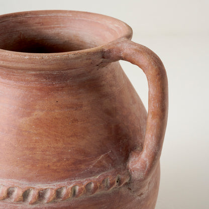 Camila Rust Terracotta Vase with Handle up close