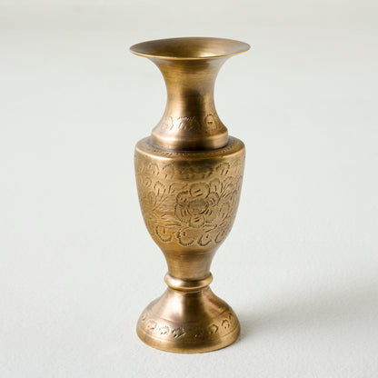 Tall Callin Etched Brass Bud Vase