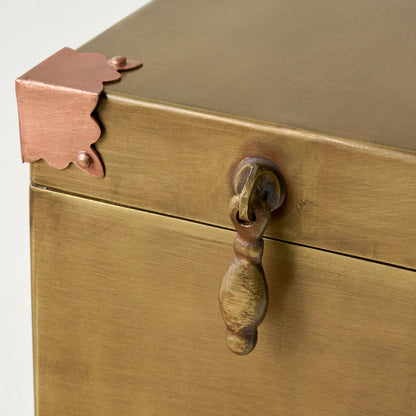 Brass and Copper Decorative Box up close
