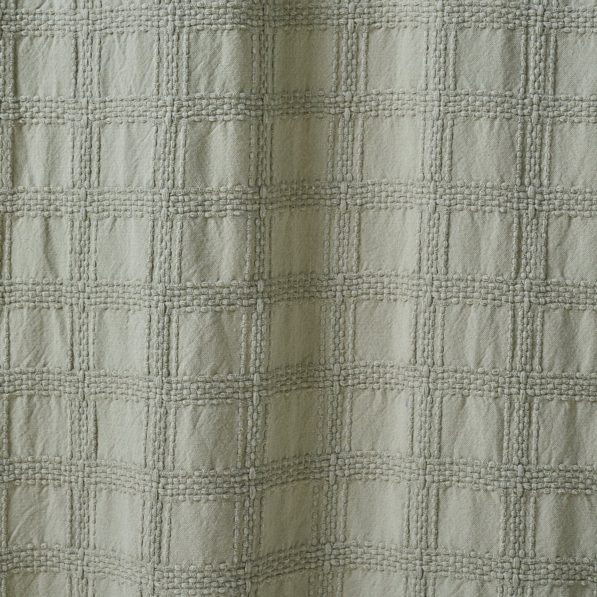 Sage Textured Shower Curtain material up close