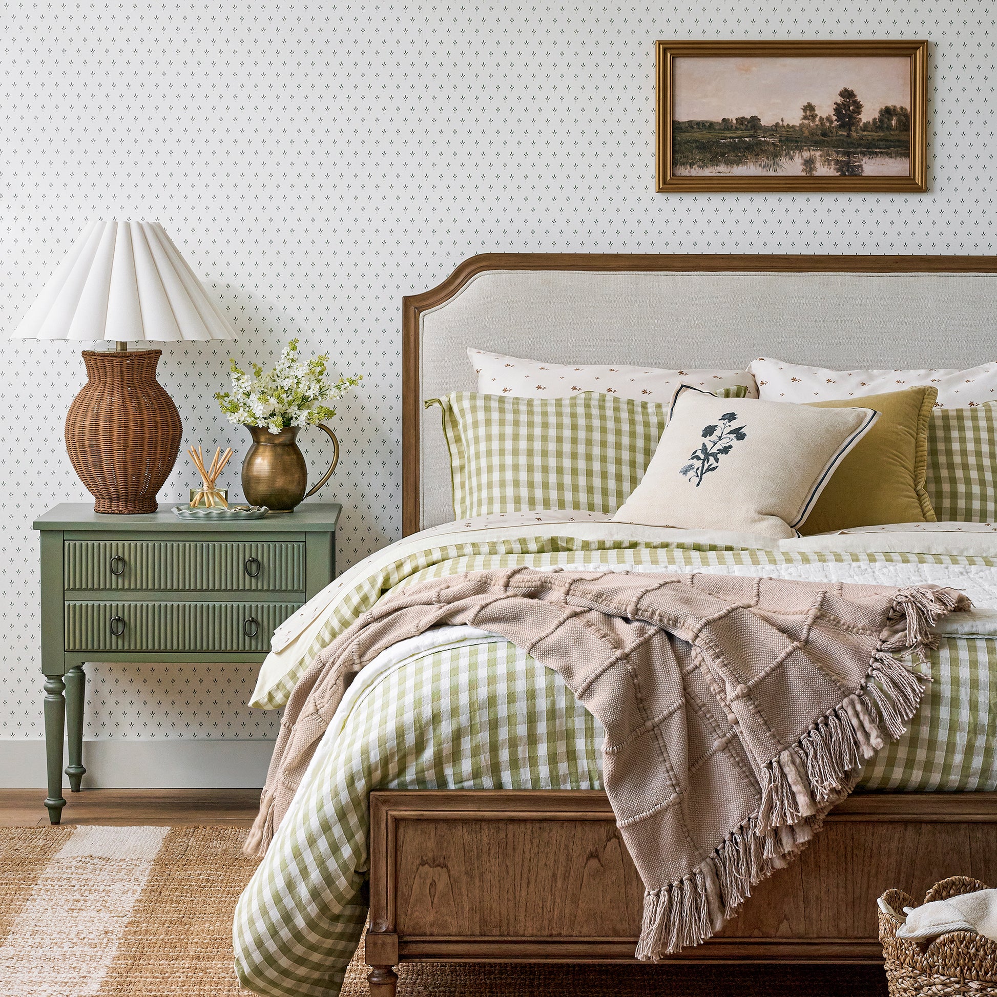 Maxine Gingham Duvet Cover shown in bed