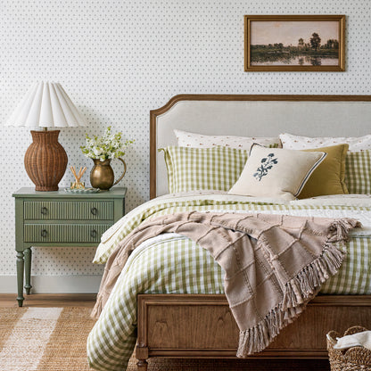 Maxine Gingham Duvet Cover shown in bed