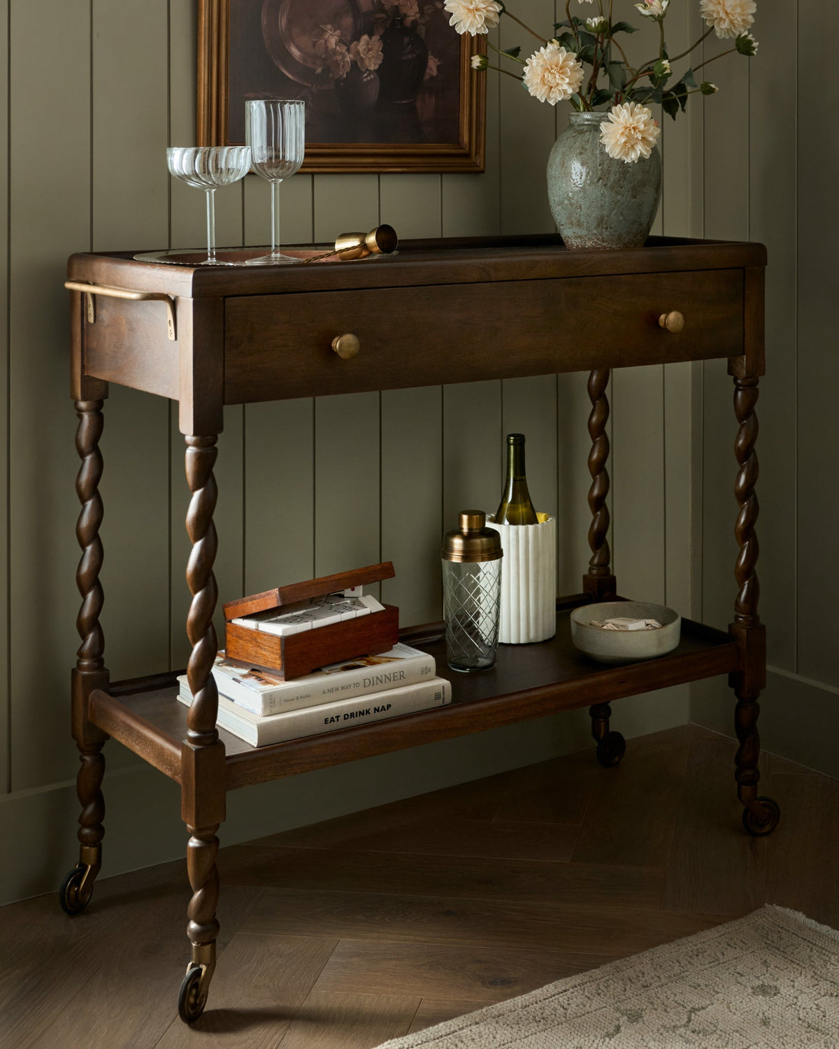Barley Twist Bar Cart in a room