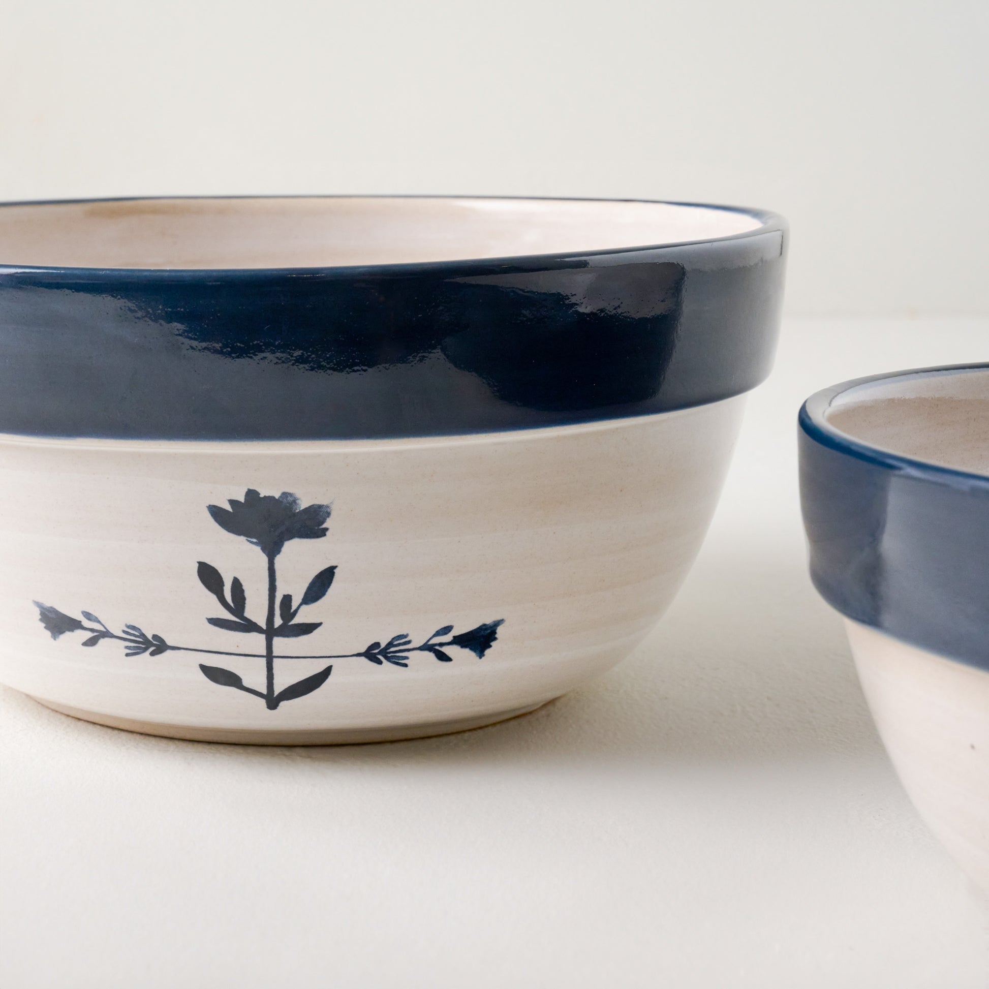 Lila Floral Mixing Bowl Set of Two up close