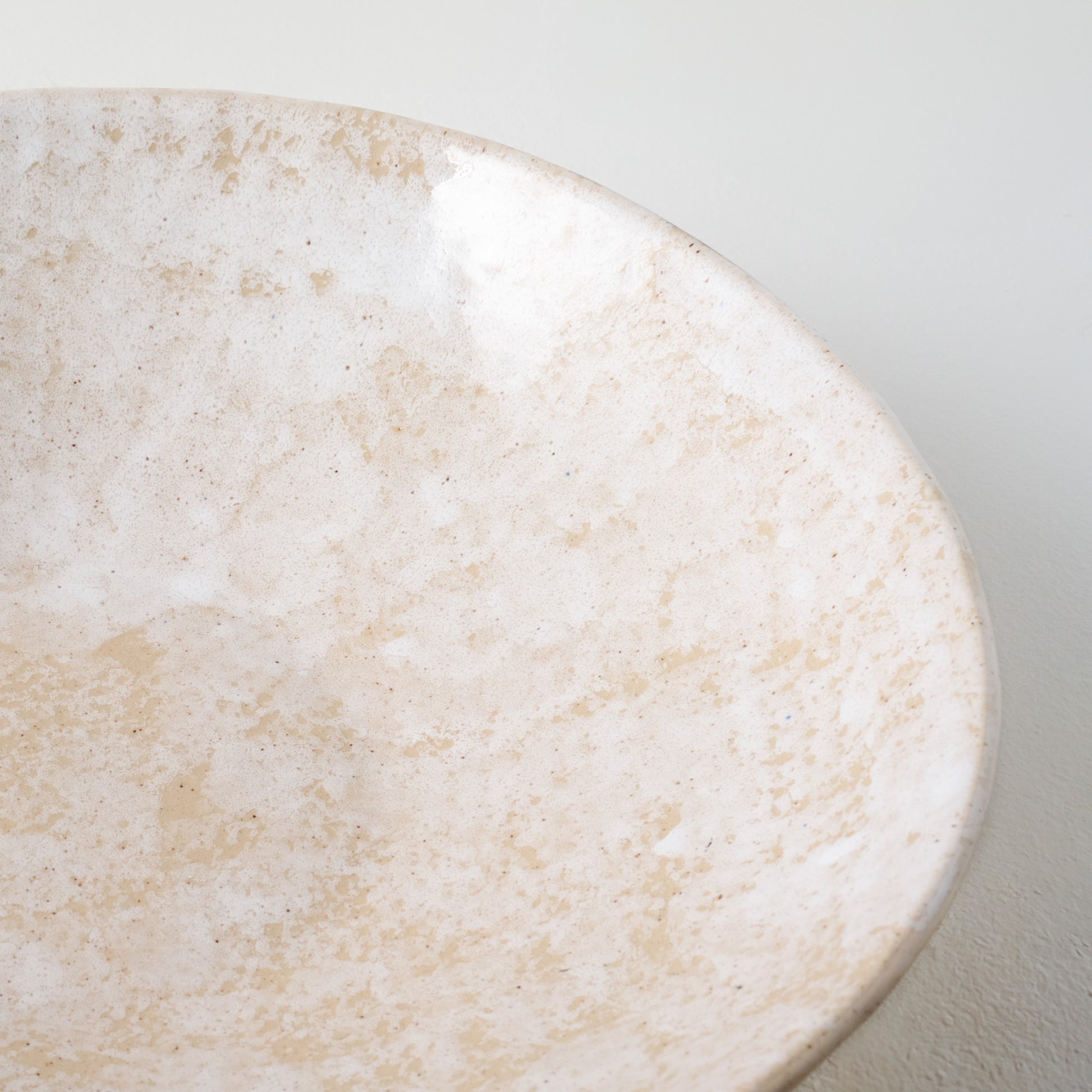 Oversized Ceramic Spongeware Serving Bowl up close