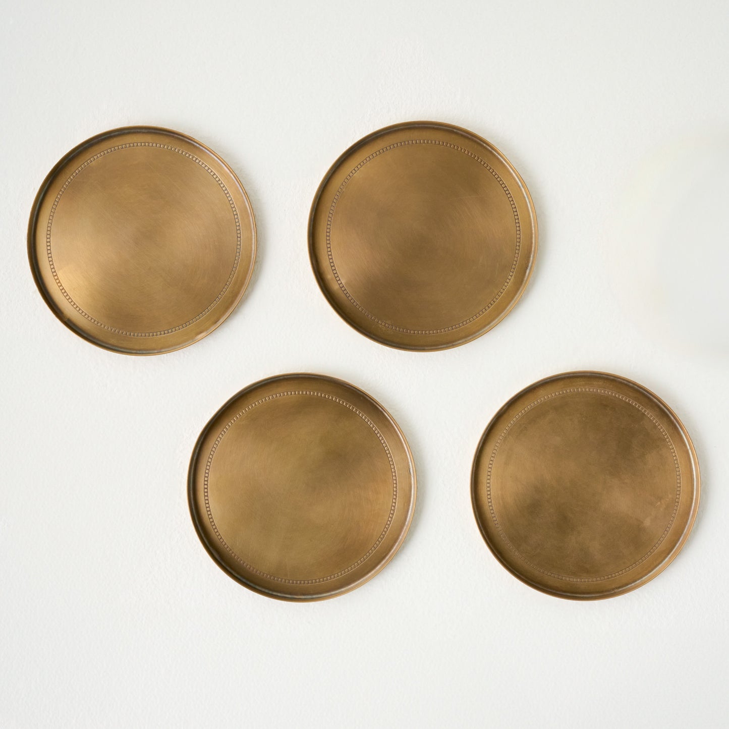 Magnolia Etched Brass Coaster Set of Four