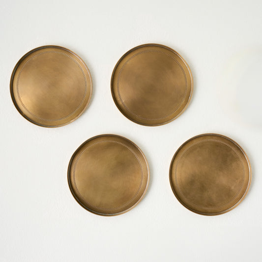 Magnolia Etched Brass Coaster Set of Four