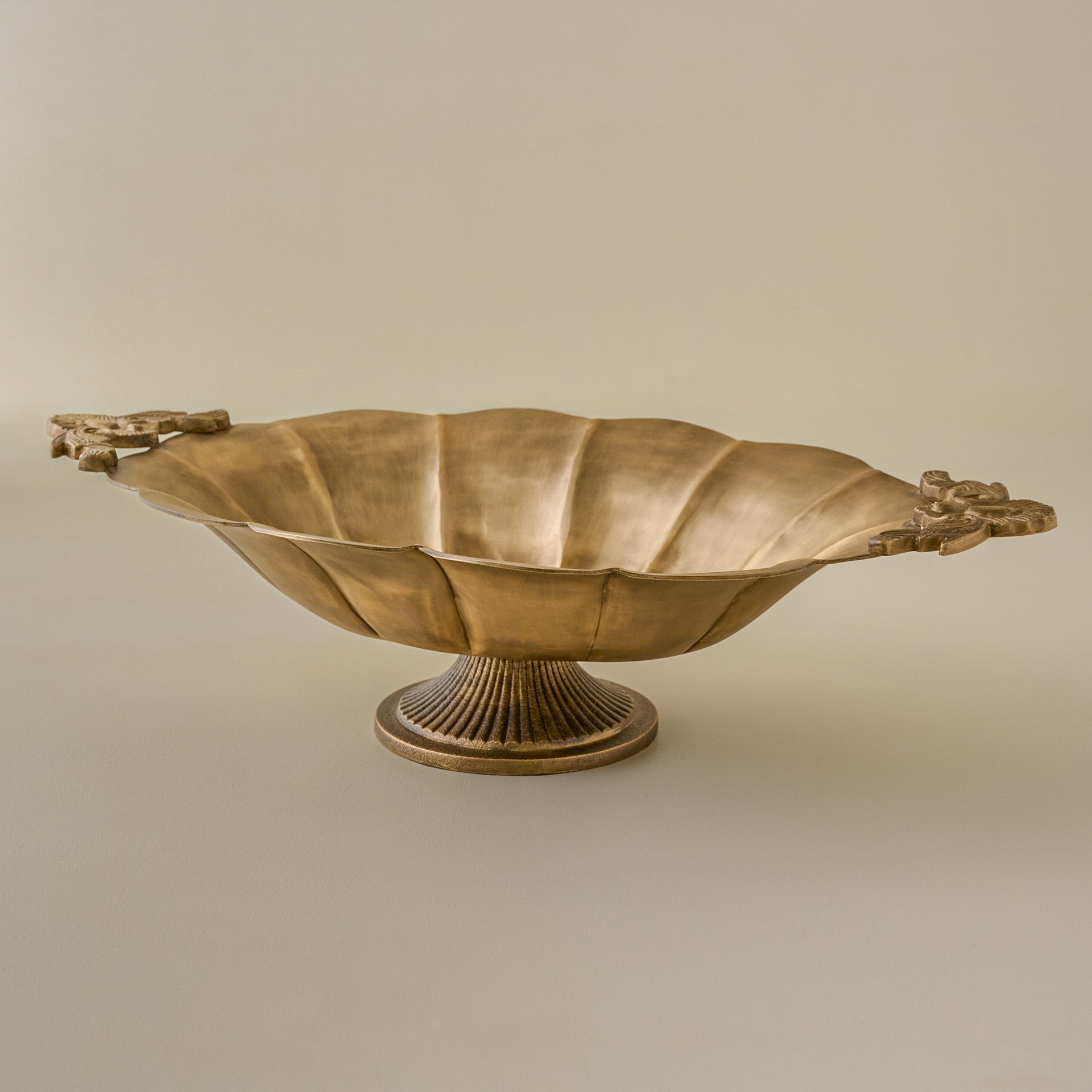 Oversized Ornate Brass Pedestal Bowl