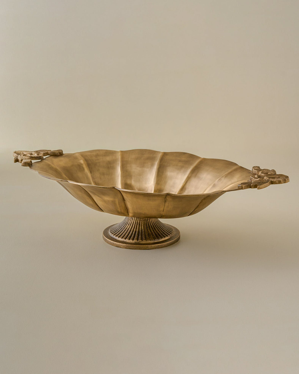 Oversized Ornate Brass Pedestal Bowl