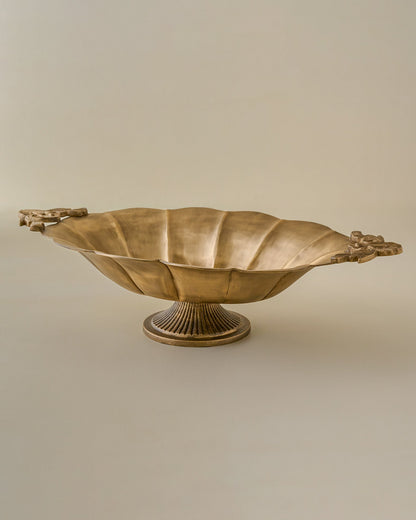 Oversized Ornate Brass Pedestal Bowl
