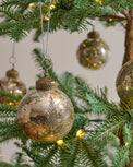 Burnished Etched Glass Ornaments, Set of 6