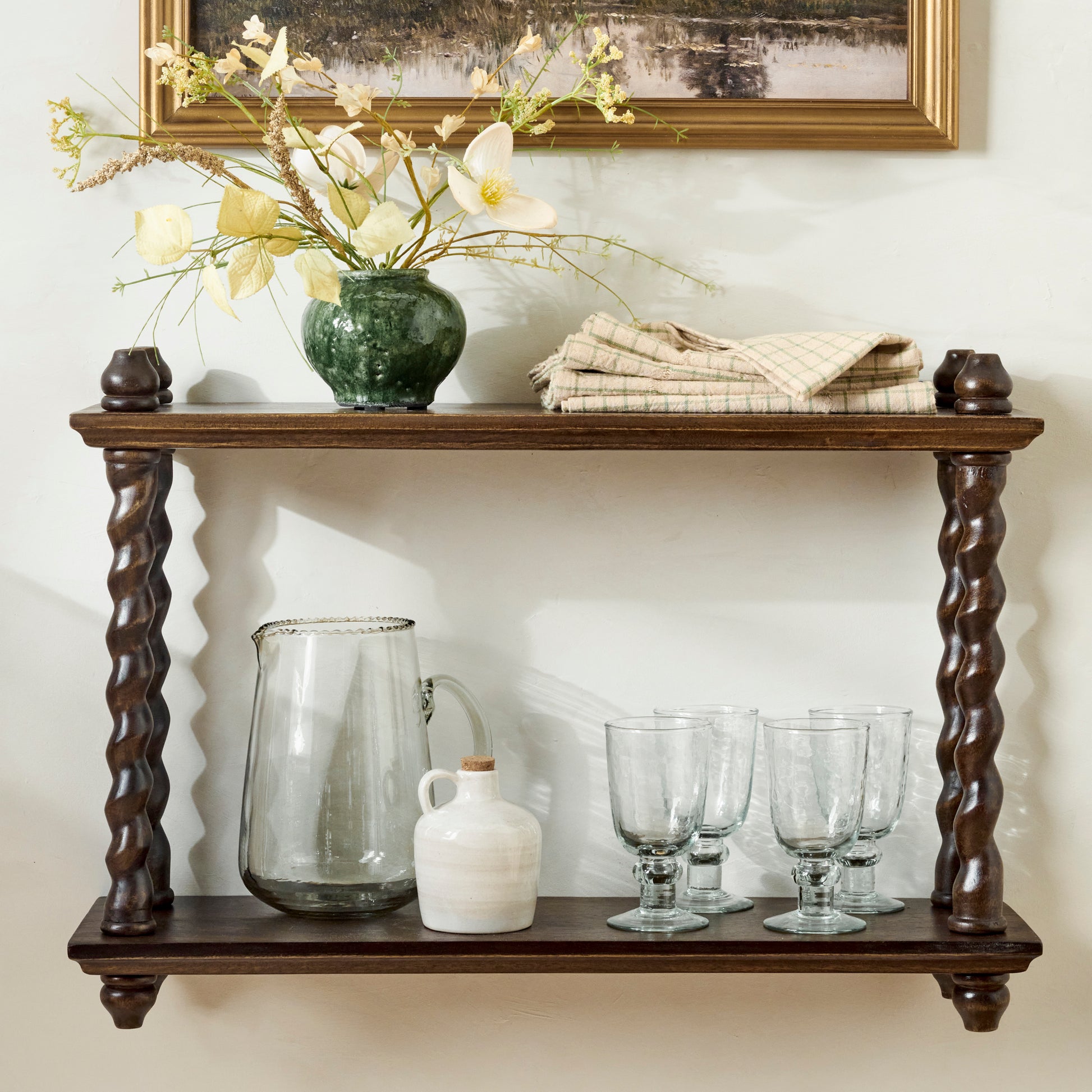 Barley Twist Wooden Shelf shown styled