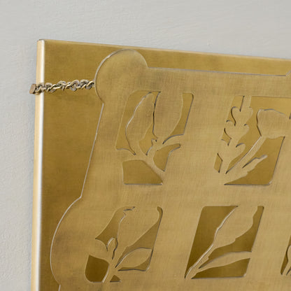 Shadow Floral Brass Wall Pocket up close