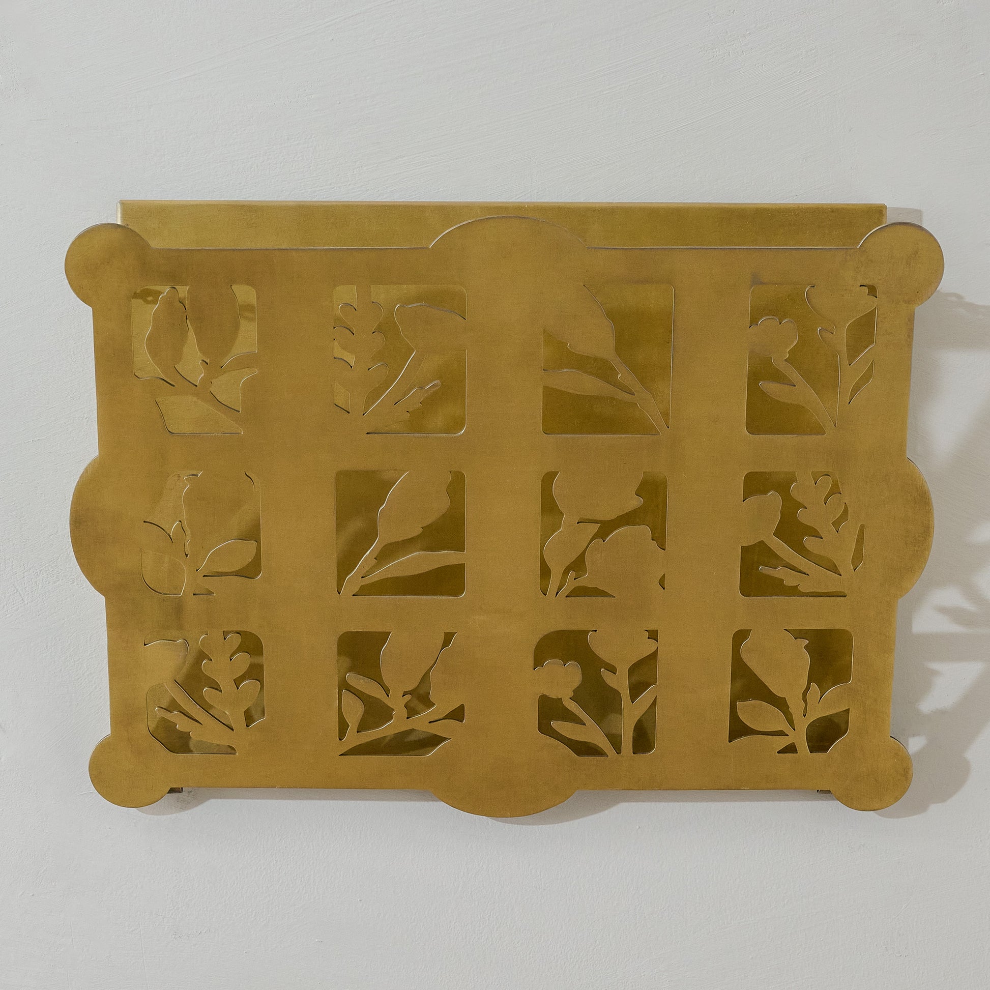 Shadow Floral Brass Wall Pocket view from front